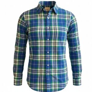 Blue and Green Plaid Men's Button Up Shirt Hollister Size Xlarge